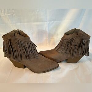 Fringed Western Ankle Boots (NWOT)
